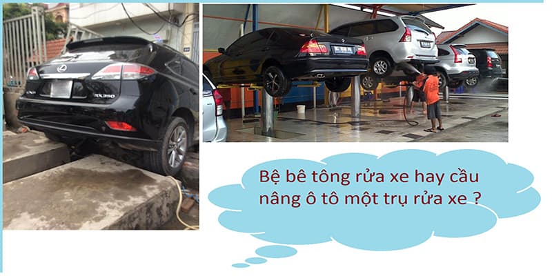 Trụ bê tông nguy hiểm khi đưa xe ô tô lên so với cầu nâng 1 trụ