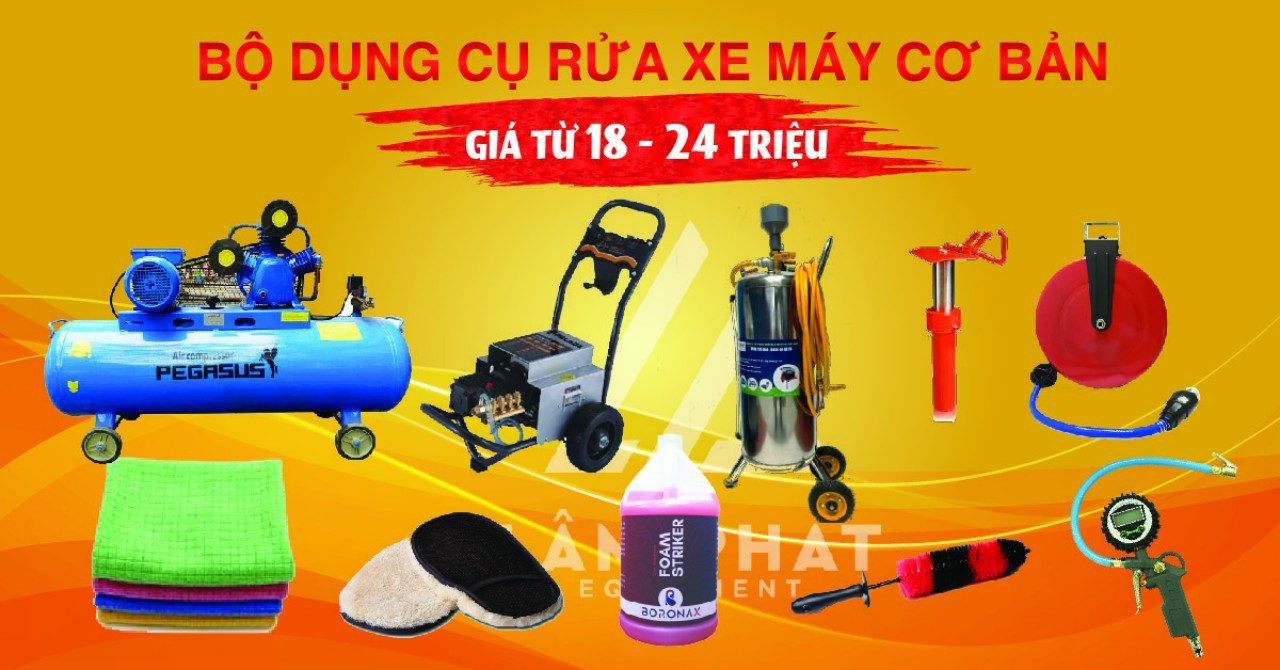 Trọn bộ thiết bị rửa xe máy