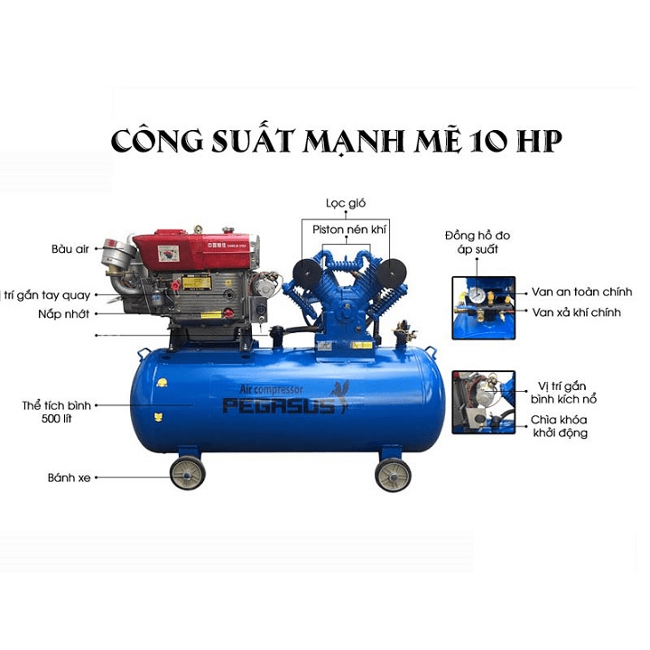 máy nén khí pegasus giá rẻ công suất cao